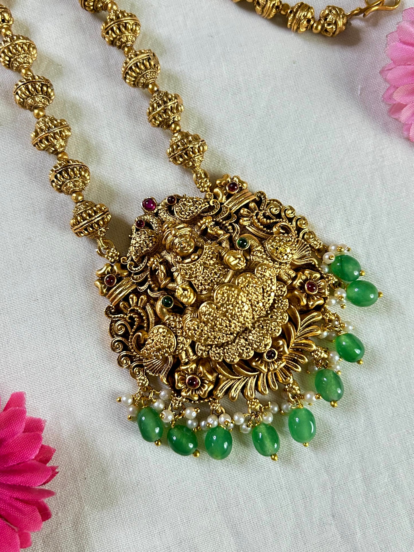 Gold plated Temple Jewellery set with Lakshmi pendant