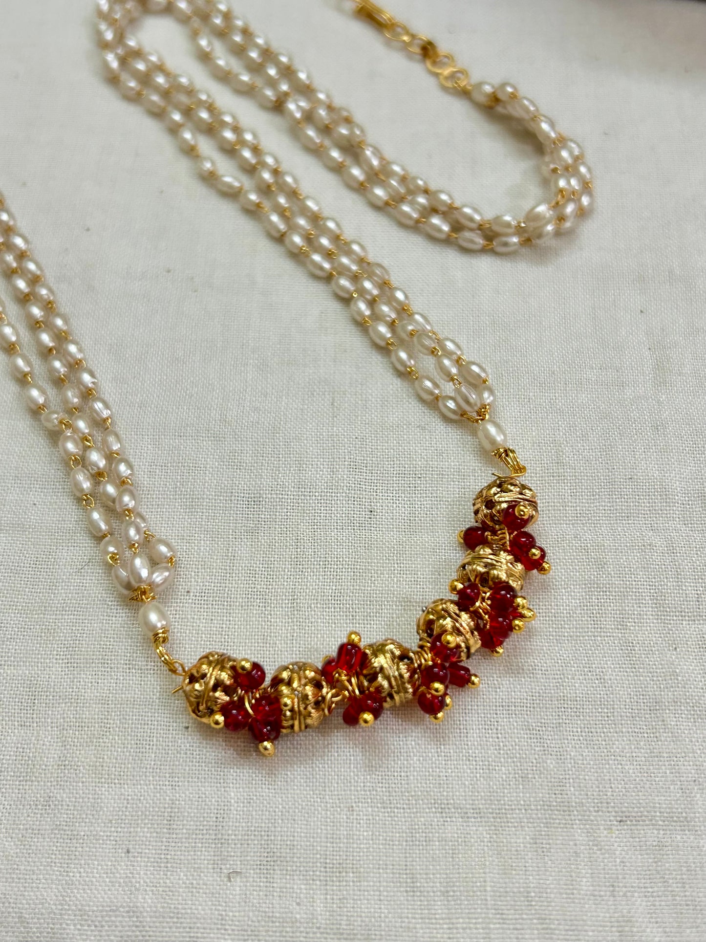 Gold Plated Pearls Maala