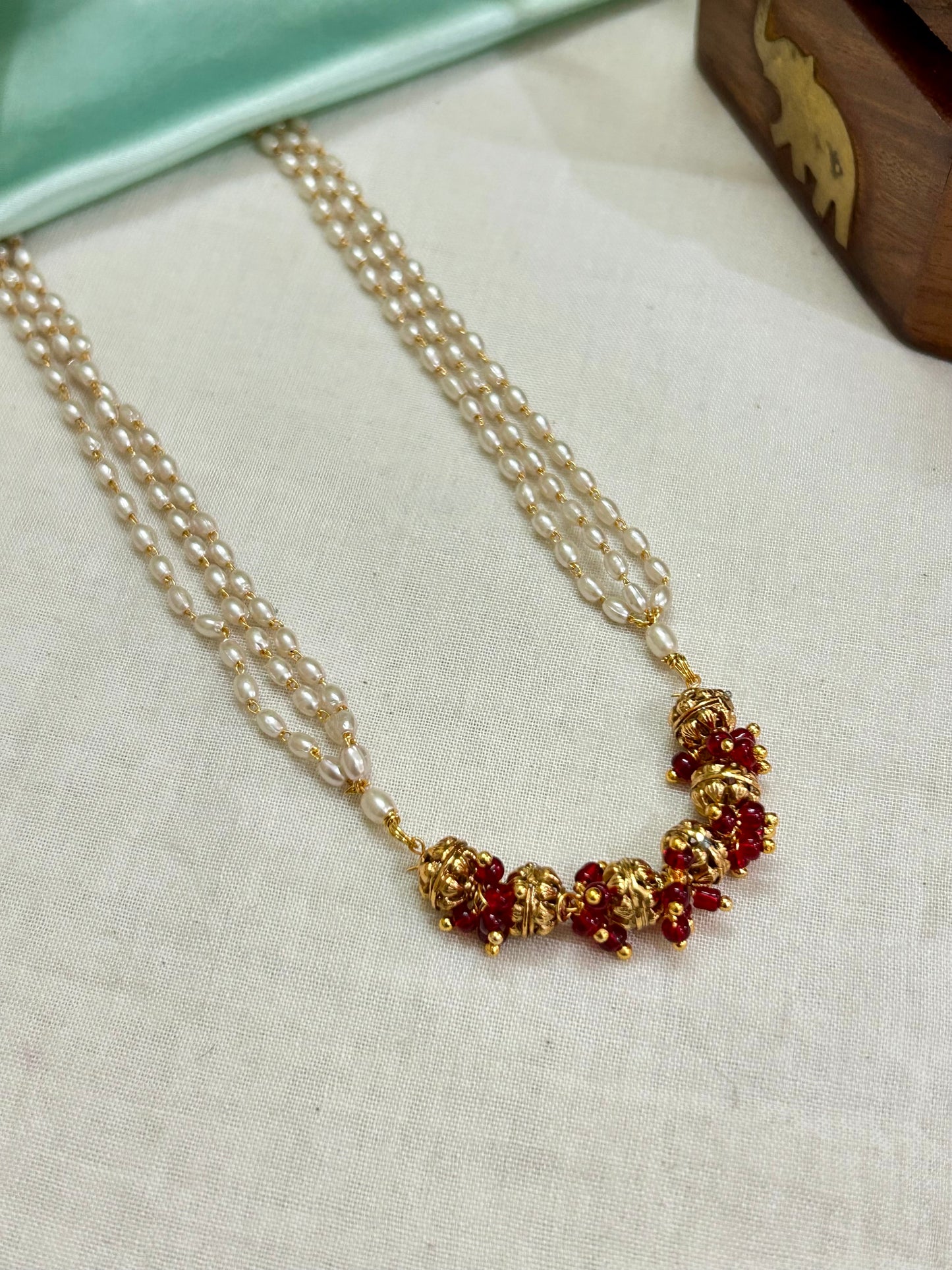 Gold Plated Pearls Maala