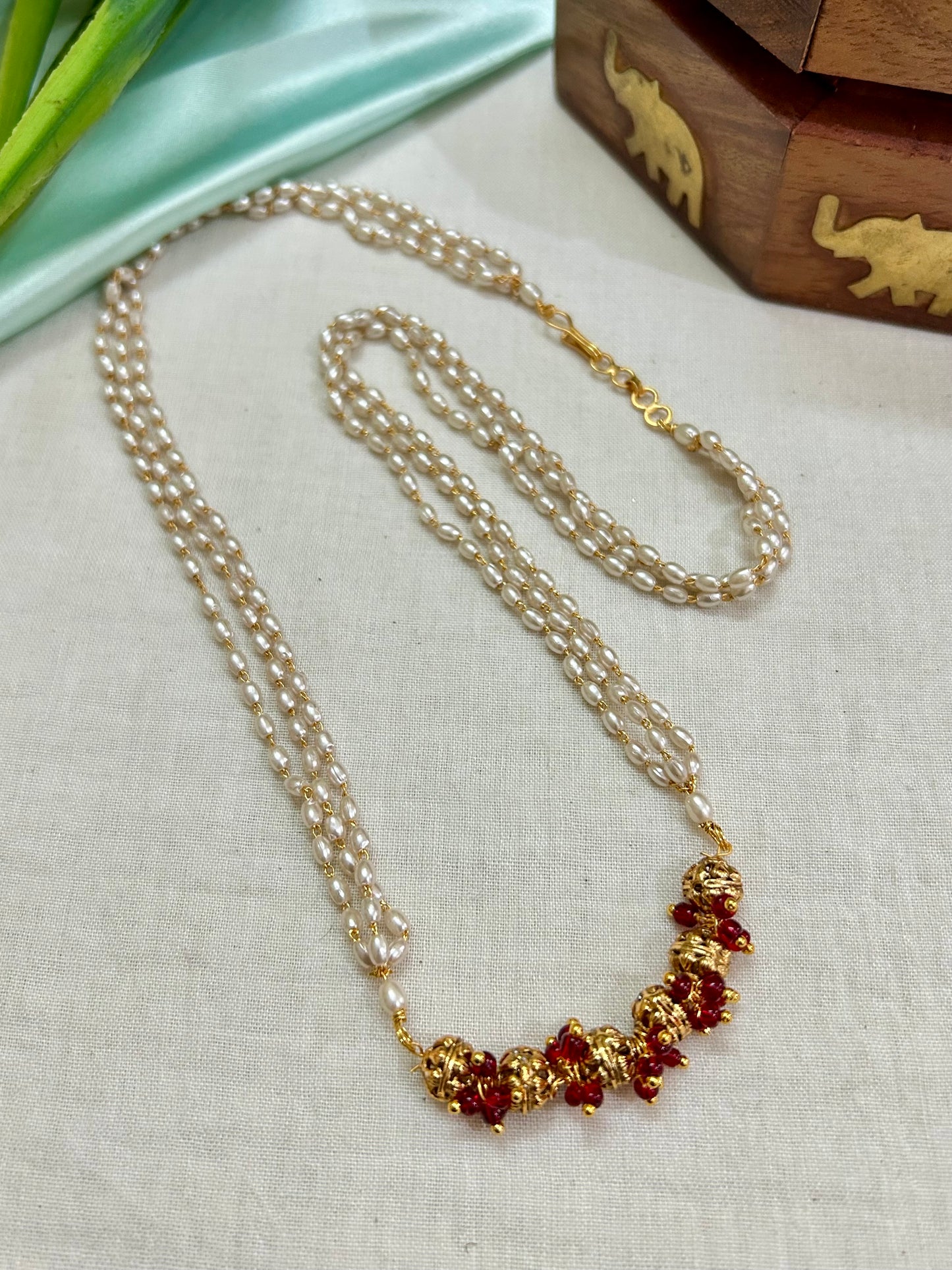 Gold Plated Pearls Maala