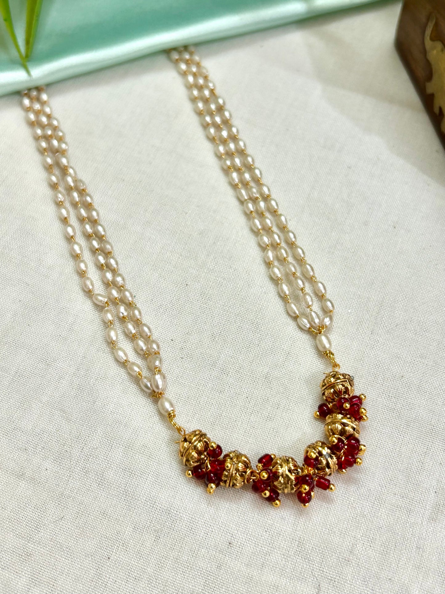 Gold Plated Pearls Maala