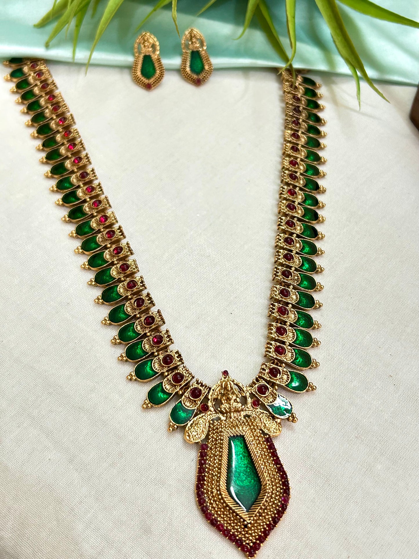 Gold Plated Long Palakka Necklace ( LHA PL 36 )