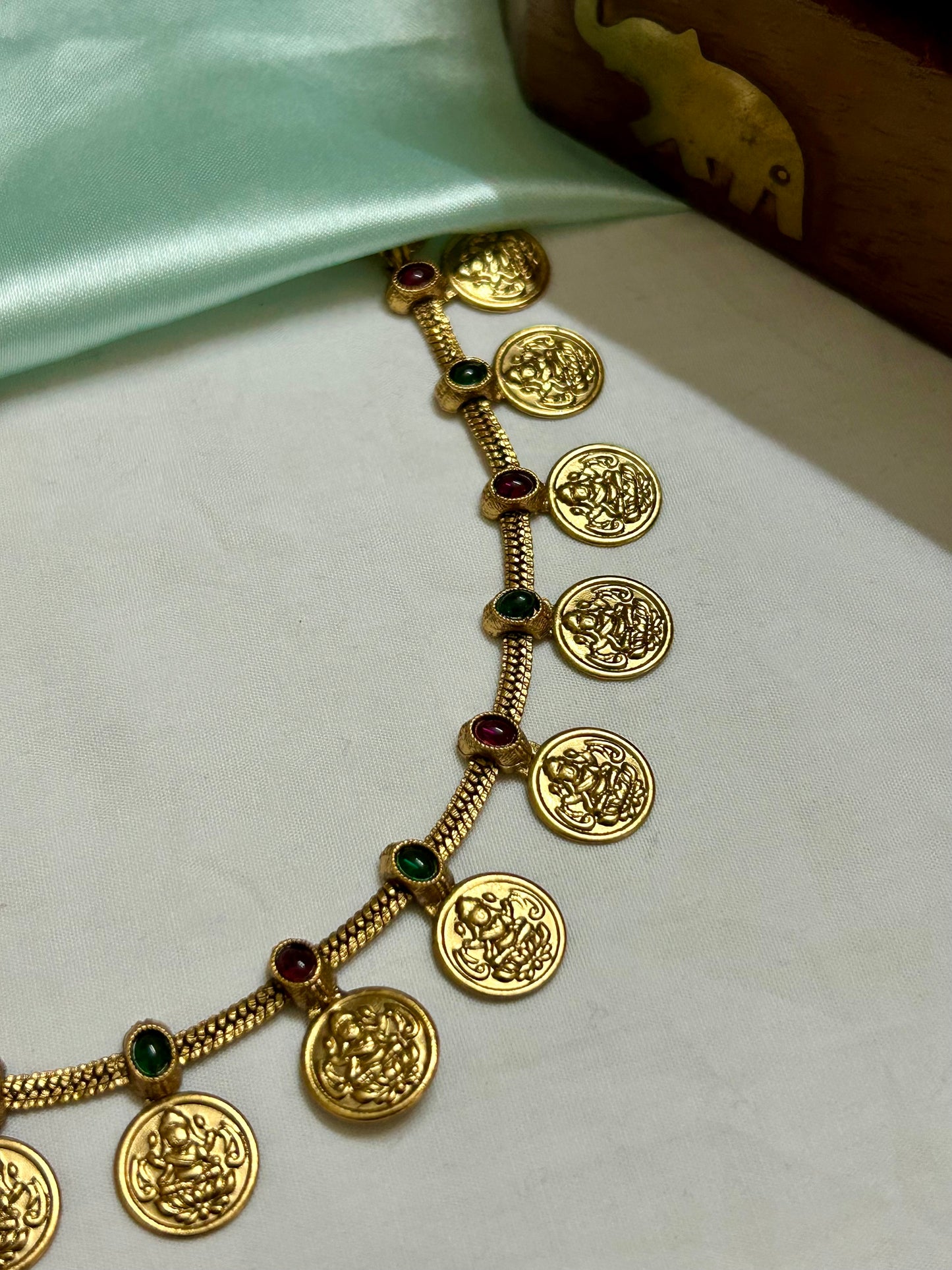 Gold Plated Lakshmi Kaasu Necklace set ( LHA LK 22 )