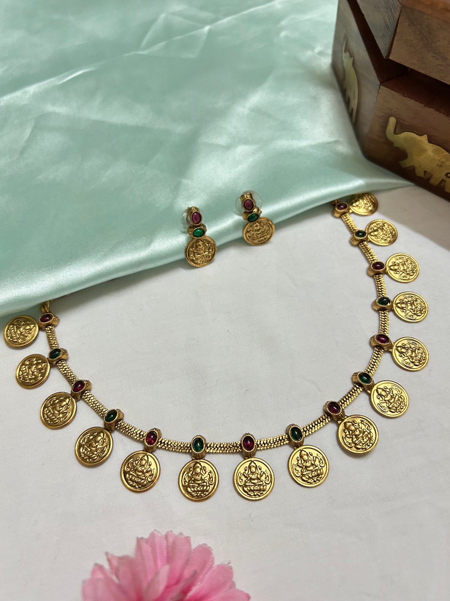 Gold Plated Lakshmi Kaasu Necklace set ( LHA LK 22 )