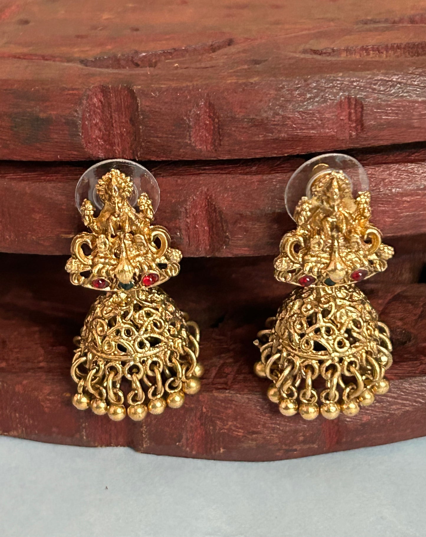 Luxehara’s Gold plated small beaded long chain with Lakshmi pendant ( LHA 132 )