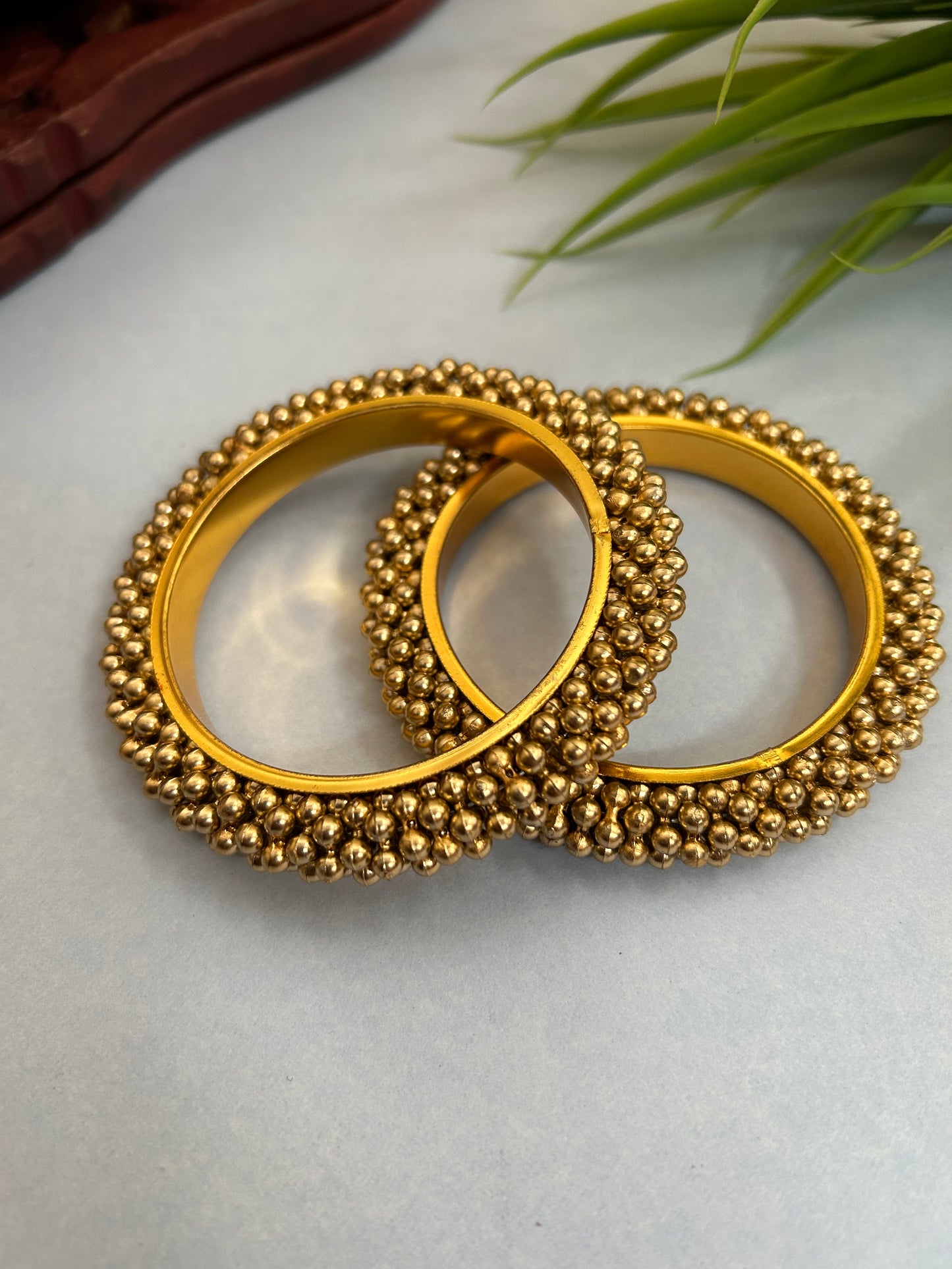 Luxehara’s Gold plated Gold beaded Bangle set (LHA 23)