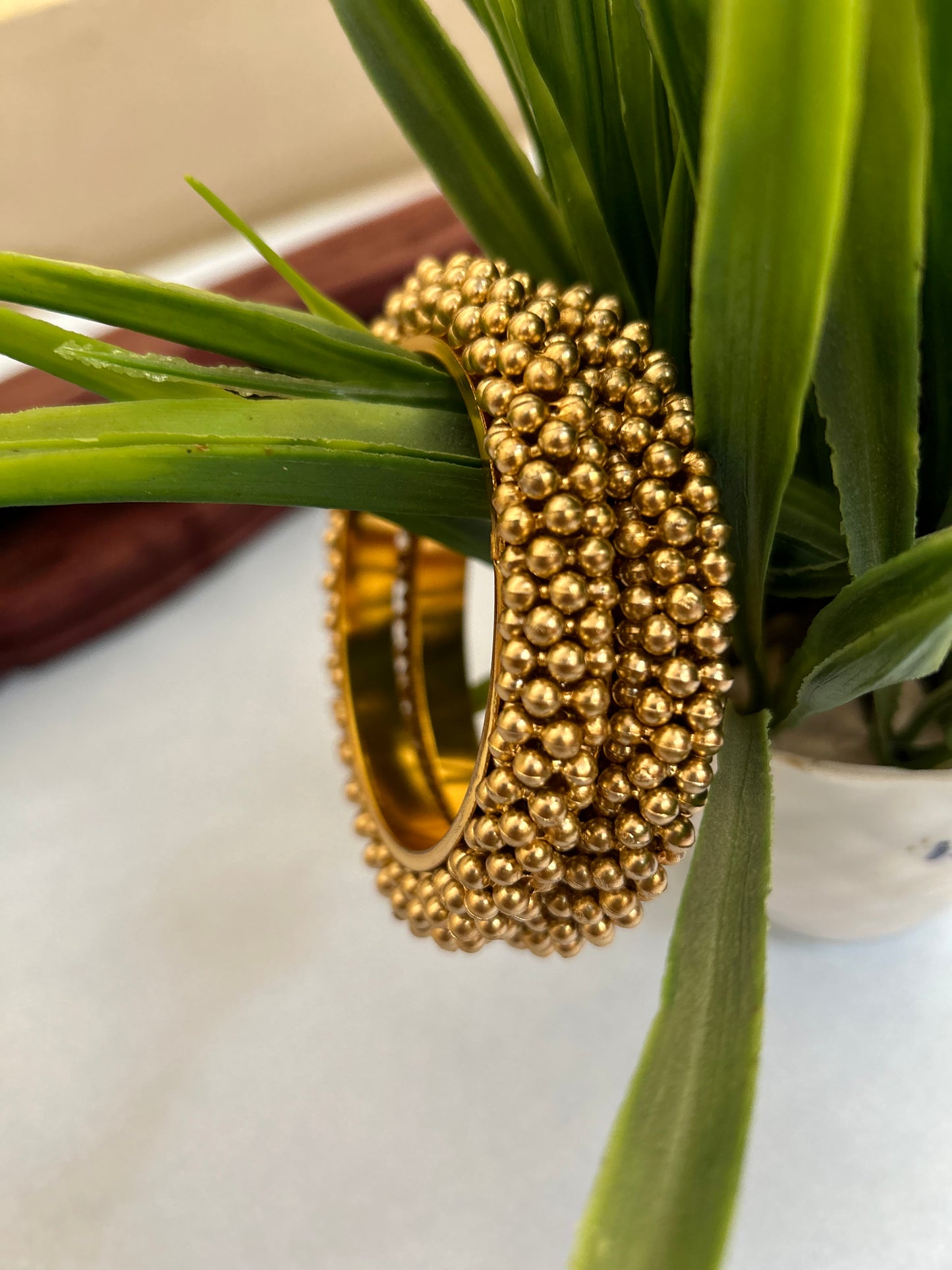 Luxehara’s Gold plated Gold beaded Bangle set (LHA 23)