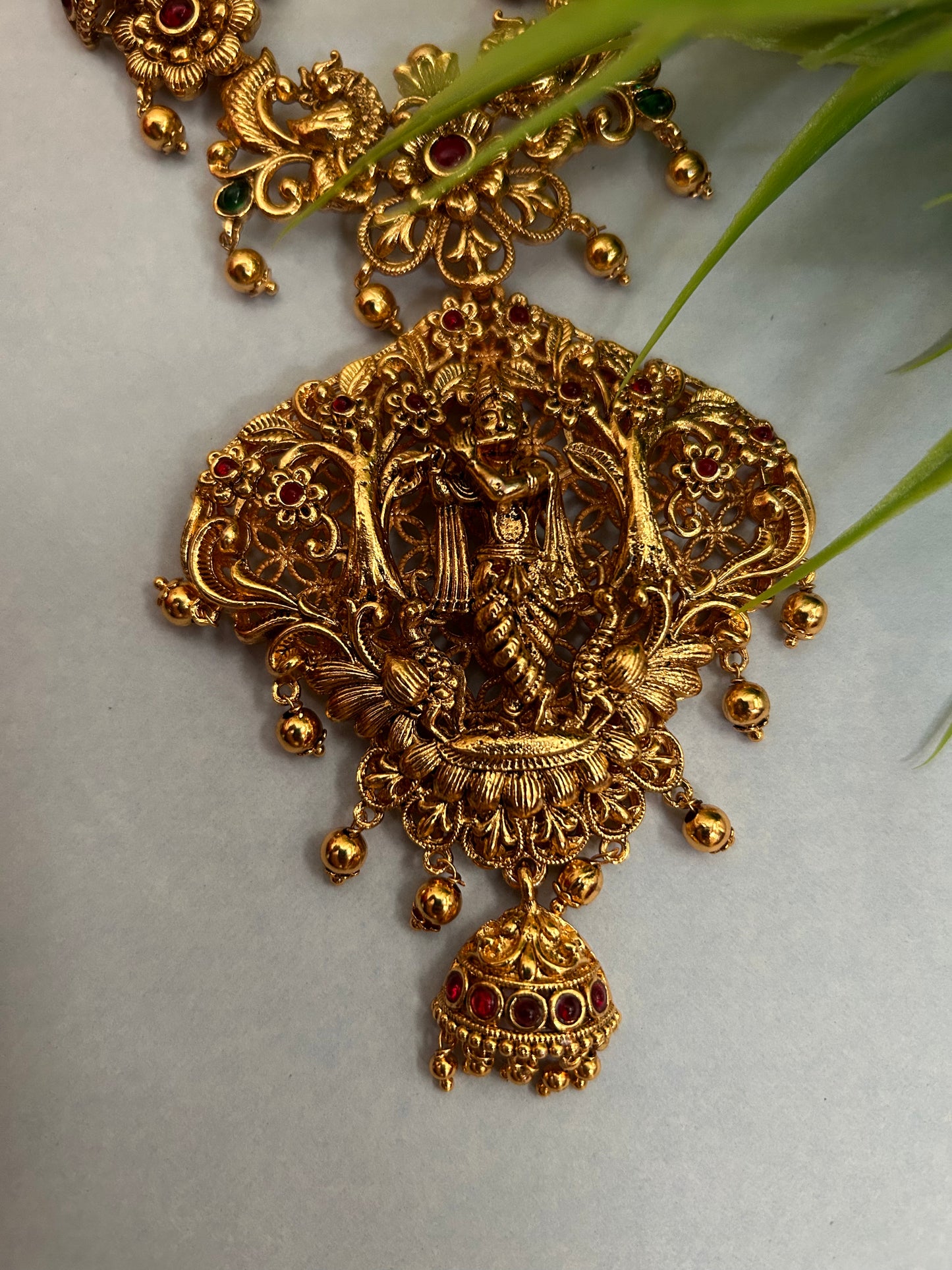 Luxehara Gold Plated Long Necklace with Earrings ( LHA 266 )