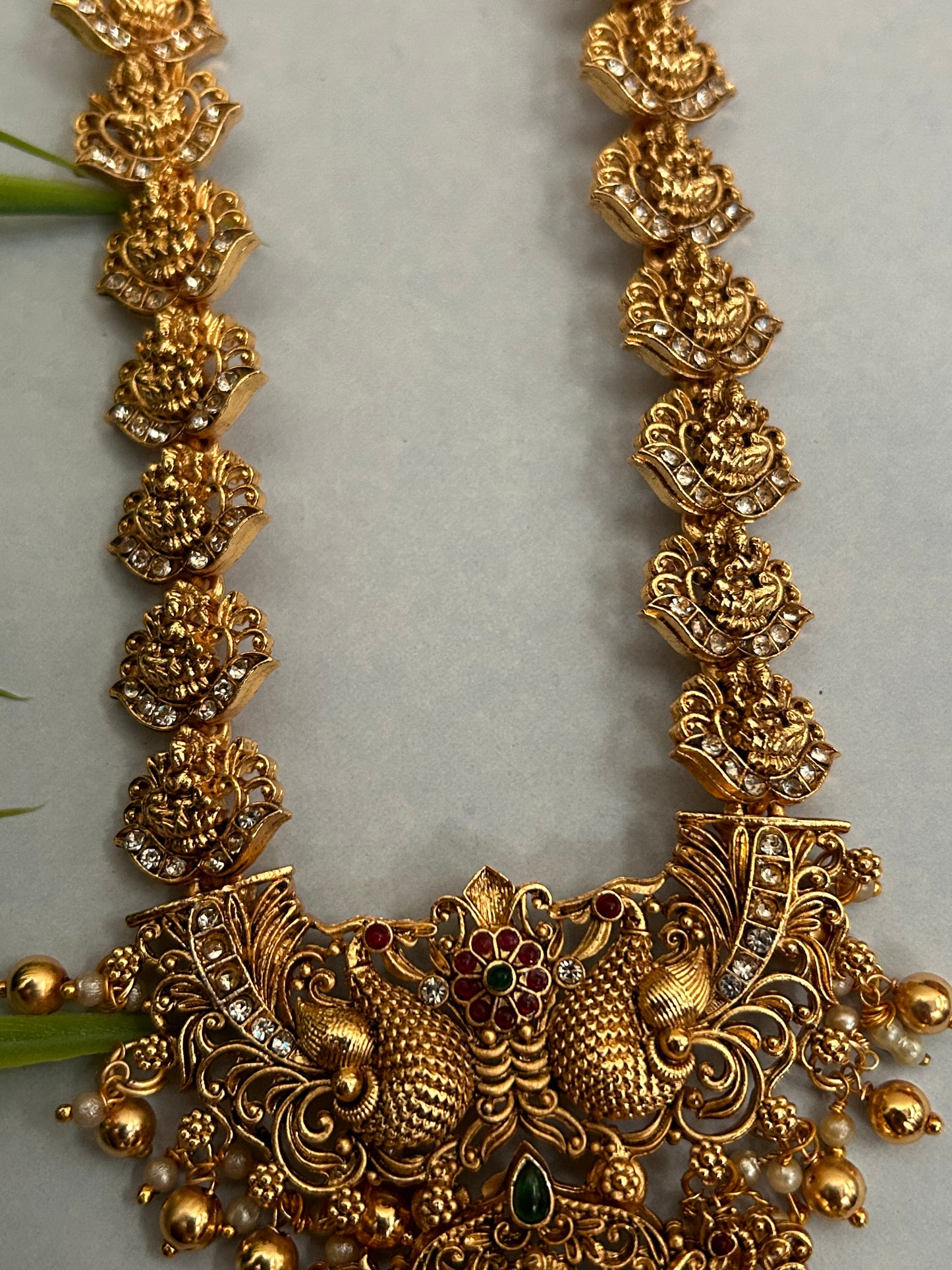 Luxehara Gold Plated Long Necklace set With Earrings ( LHA 483 )