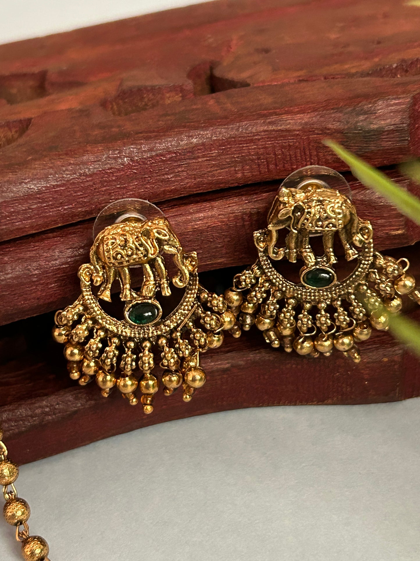 Luxehara’s Gold Plated Long Chain with Earrings ( LHA 116 )