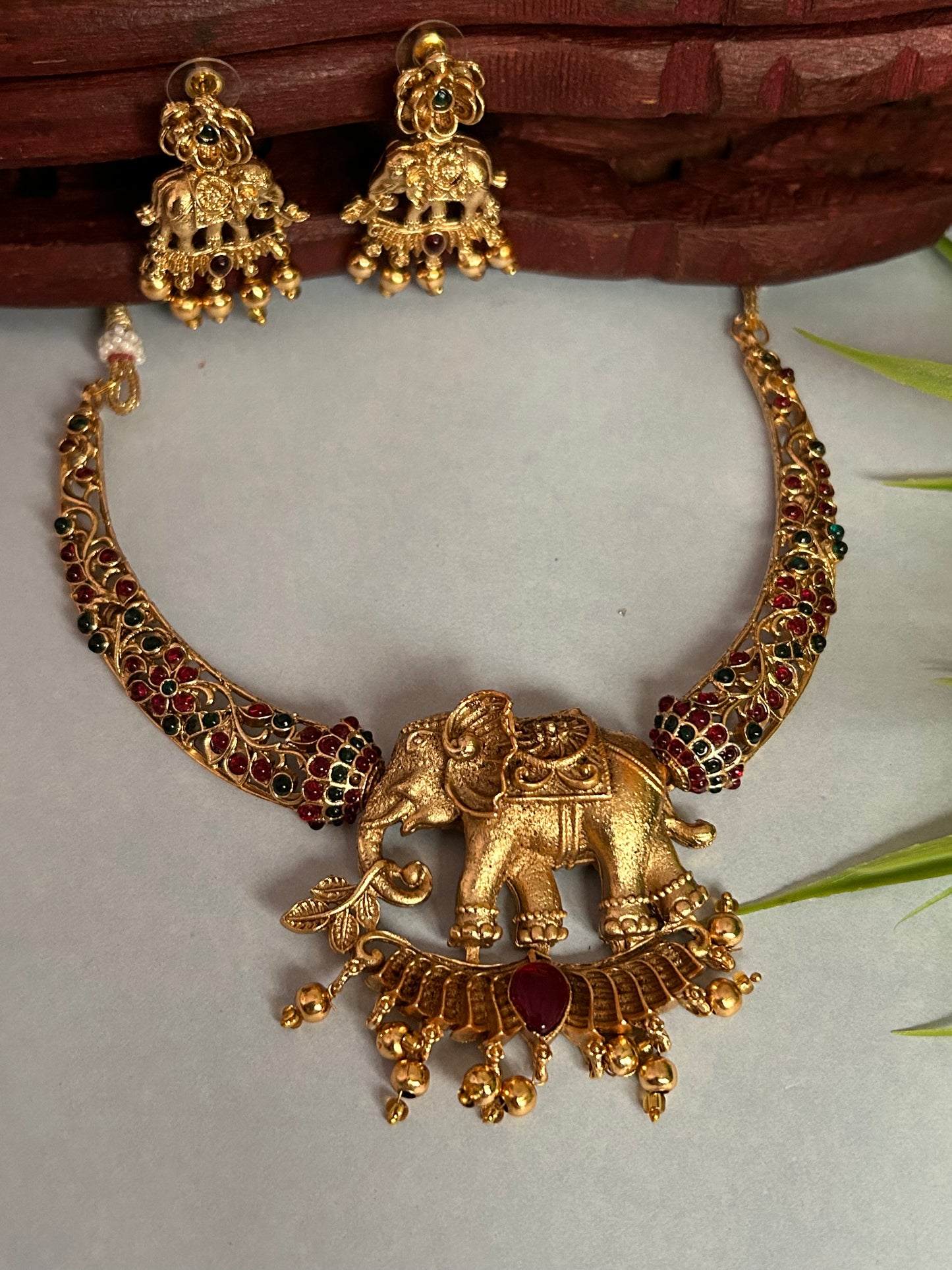 Luxehara’s Gold Plated Necklace set with Earrings ( LHA 328 )