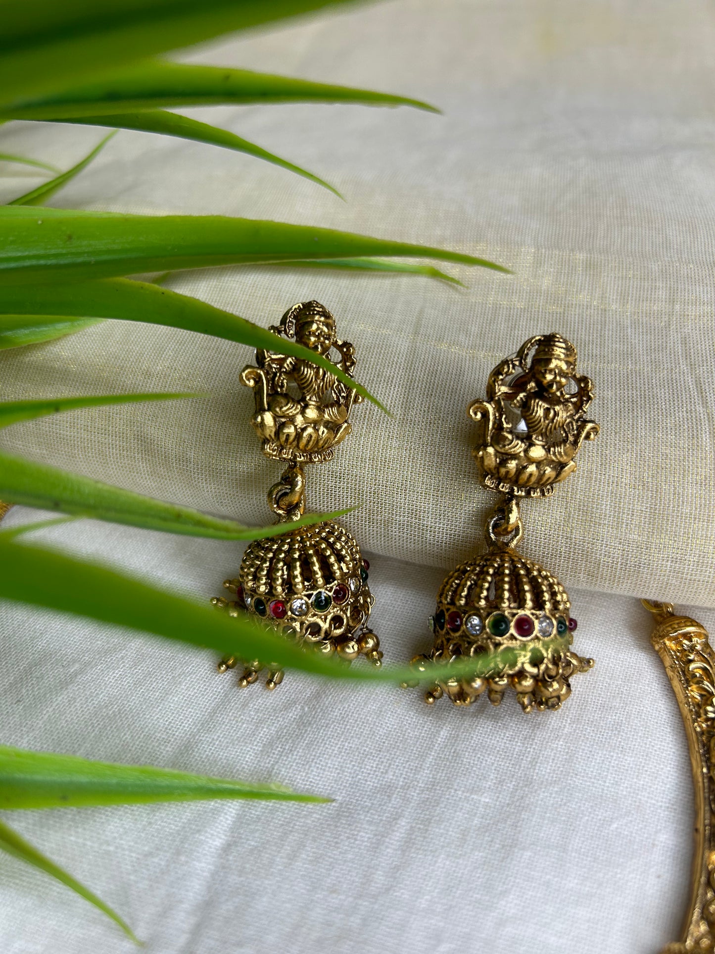 Gold plated Necklace with beautiful hand crafted Heavy Lakshmi pendant ( LHA 135 )