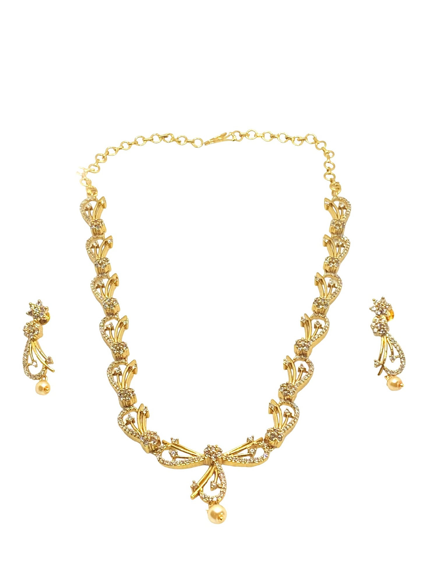 Luxehara's Gold Plated Necklace Set with Earrings.
