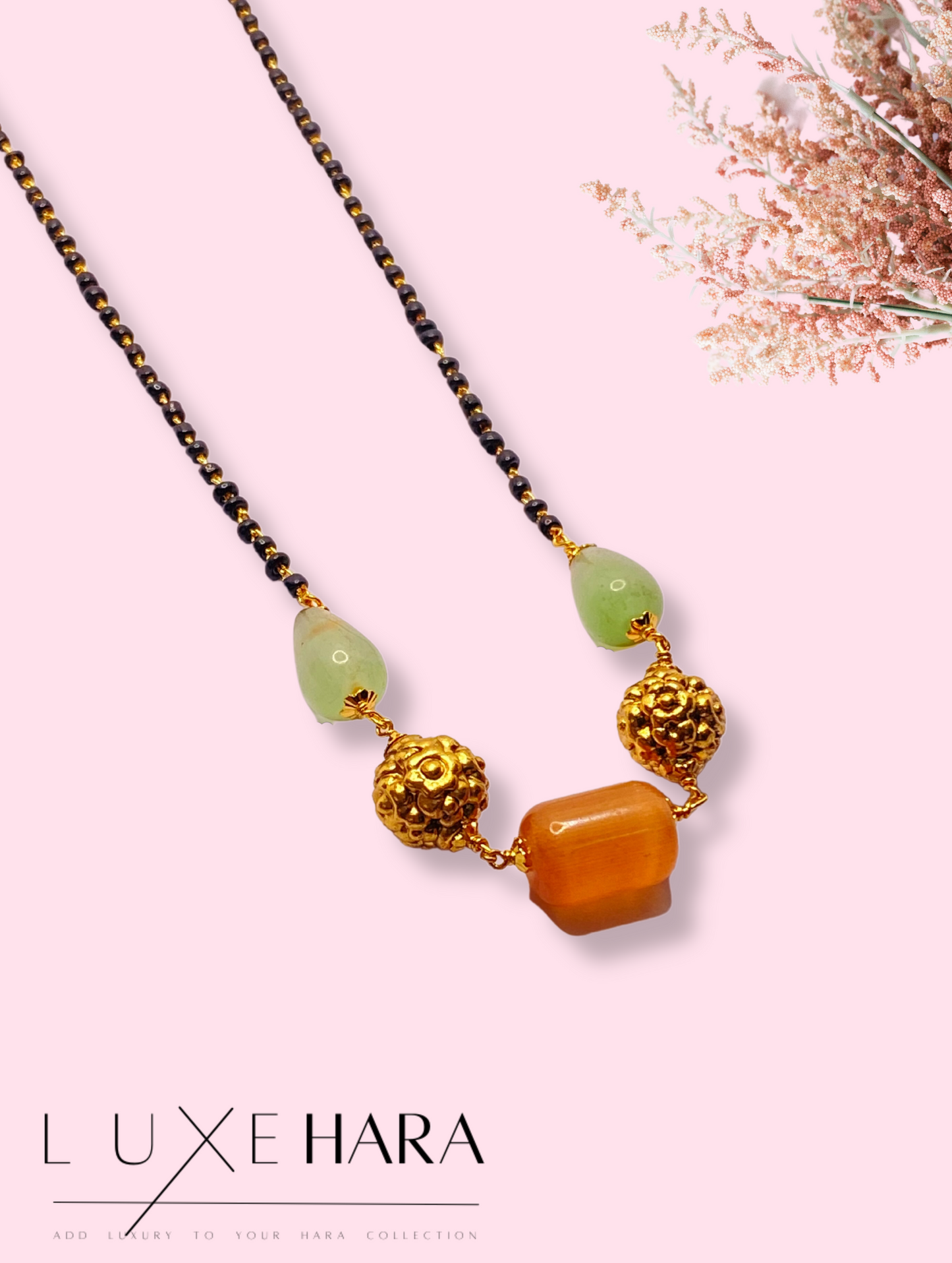 Luxehara's black beads with trending Monalisa beads.
