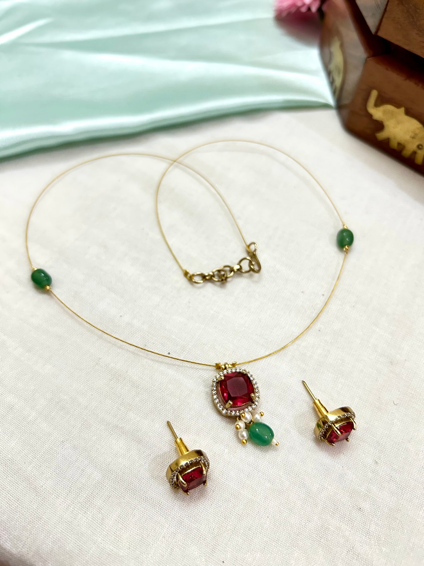 Gold plated Invisible RubyStone Jewellery