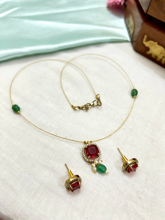 Gold plated Invisible RubyStone Jewellery
