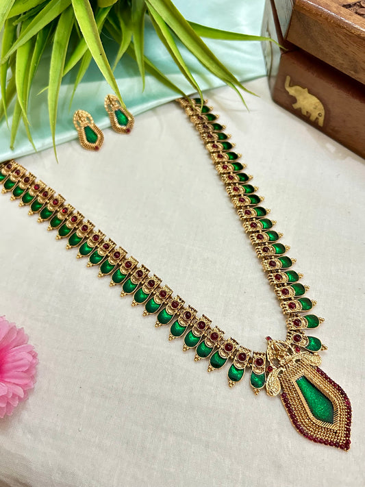 Gold Plated Long Palakka Necklace ( LHA PL 36 )