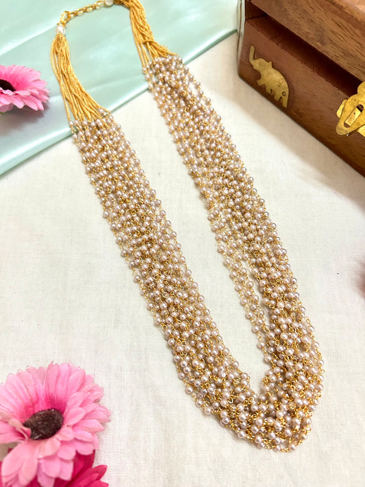 Gold Plated 15 Layered Pearl Maala.