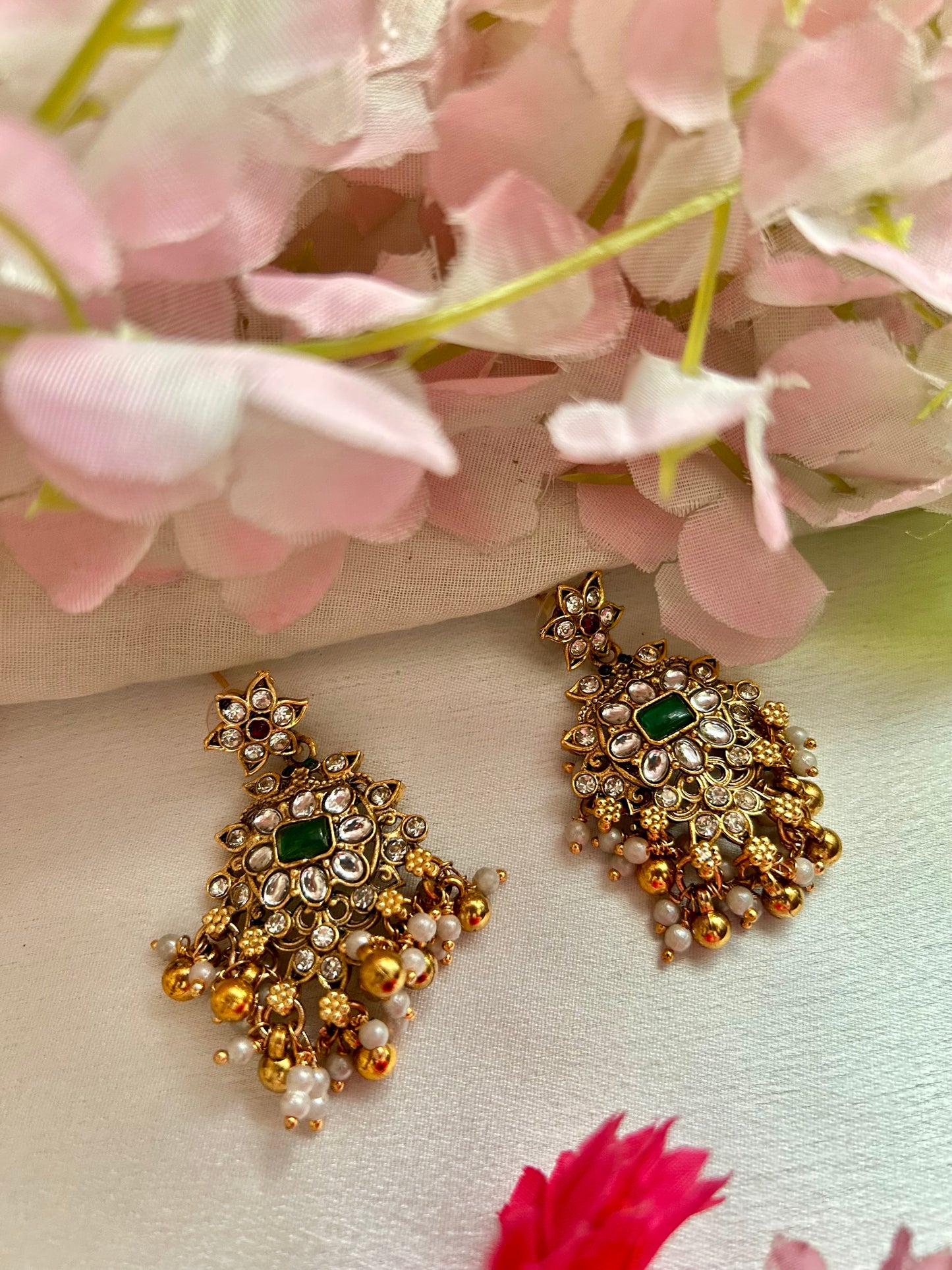 Gold Plated ruby Necklace Set with Earrings ( LHA 436 R2)
