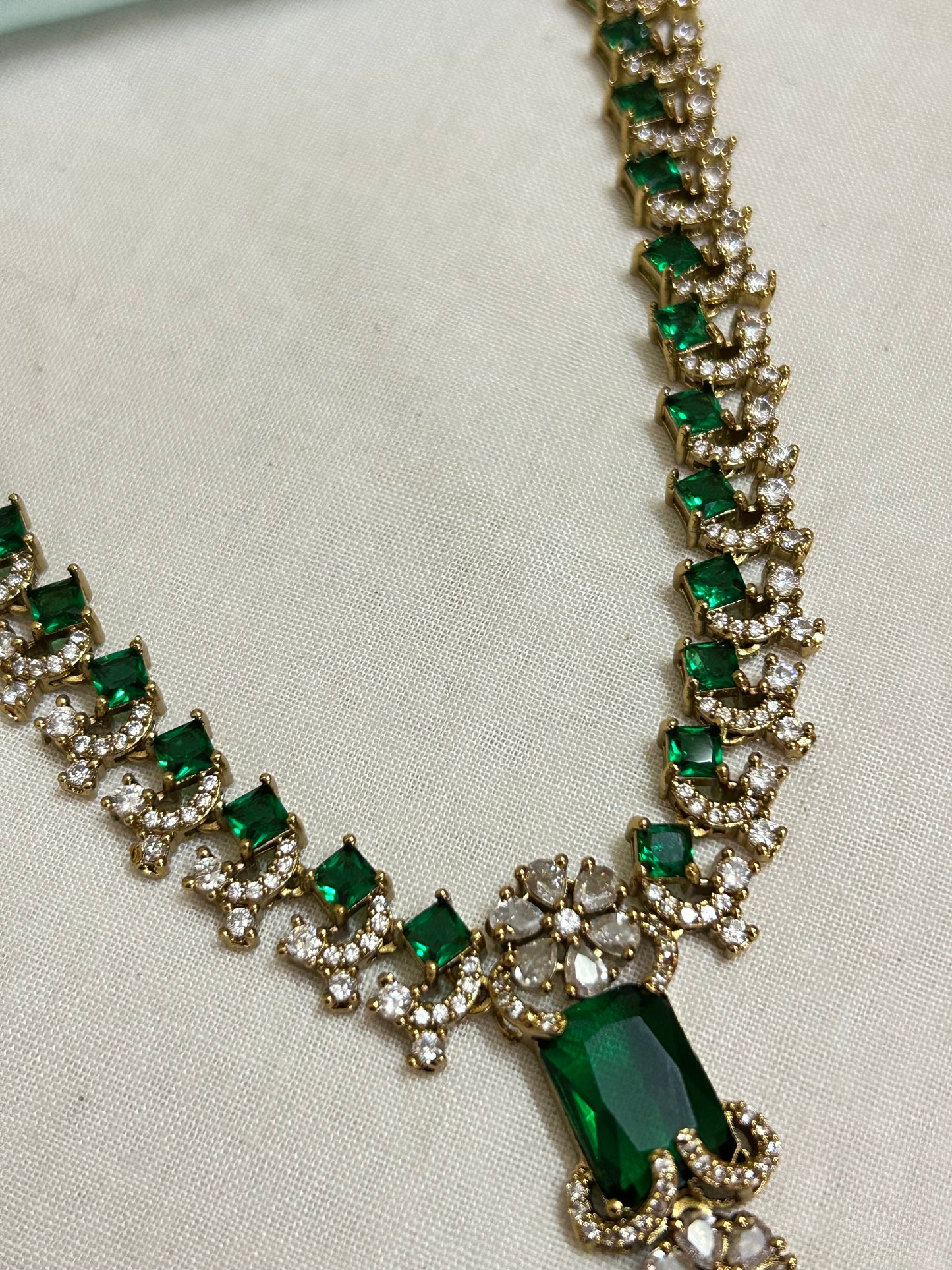 Gold Plated AD Jewellery with Emerald Stones ( LHA AD 75 )