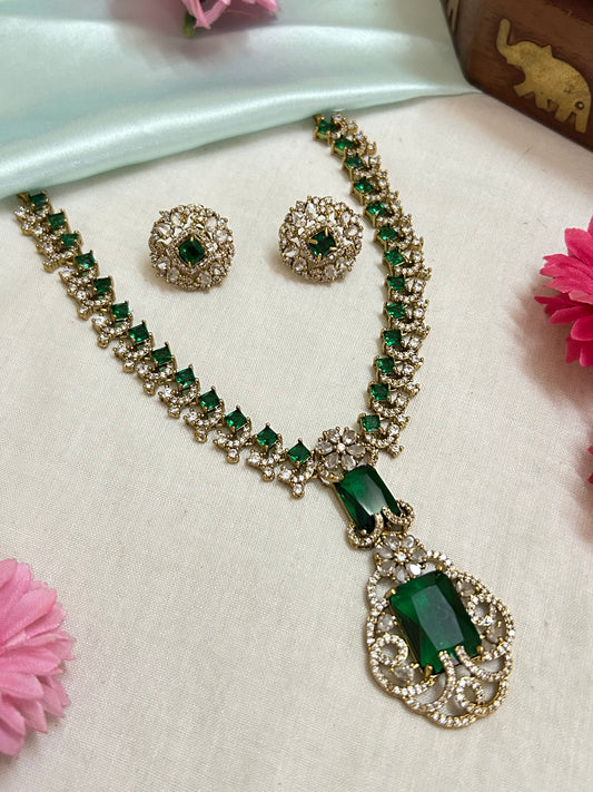 Gold Plated AD Jewellery with Emerald Stones ( LHA AD 75 )