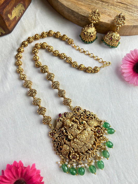Gold plated Temple Jewellery set with Lakshmi pendant