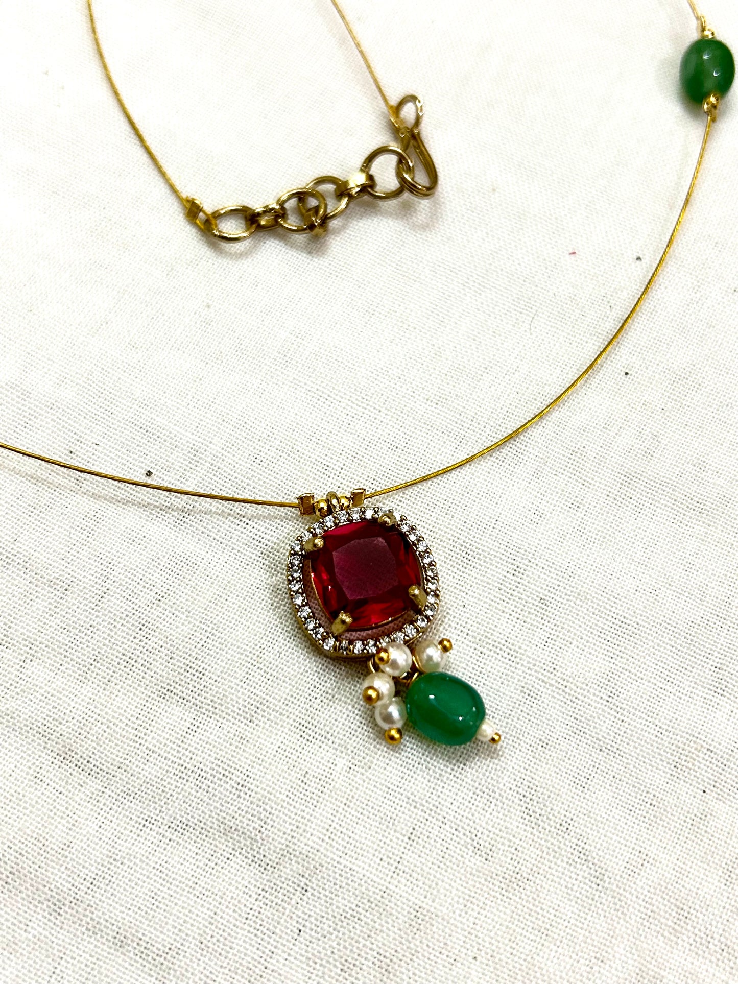 Gold plated Invisible RubyStone Jewellery