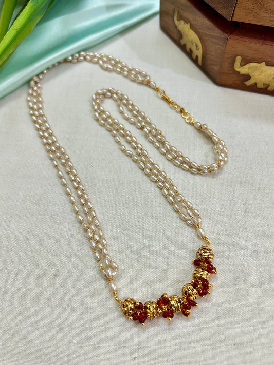 Gold Plated Pearls Maala