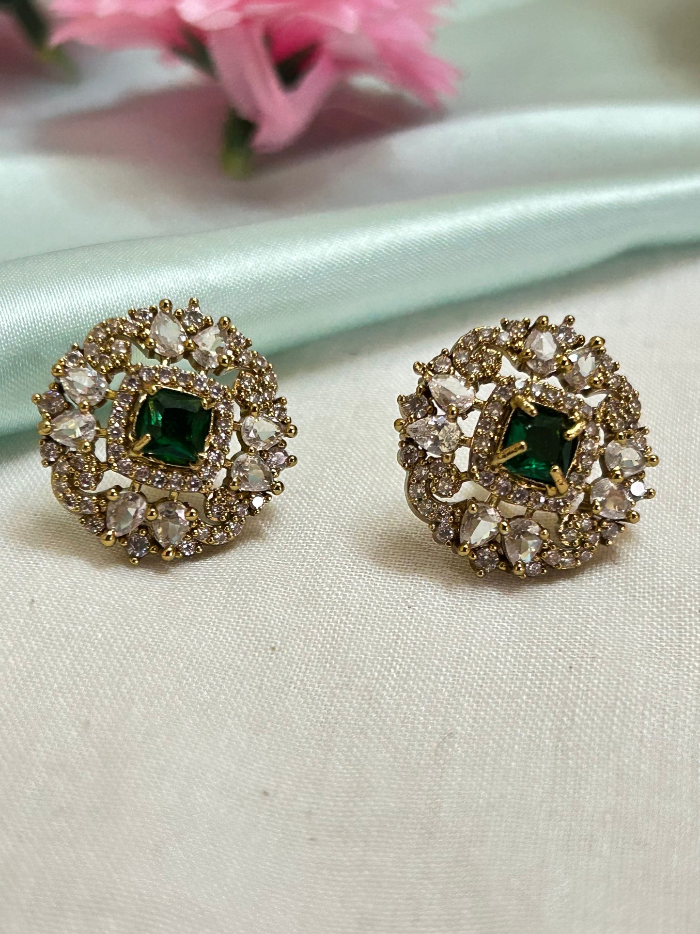 Gold Plated AD Jewellery with Emerald Stones ( LHA AD 75 )