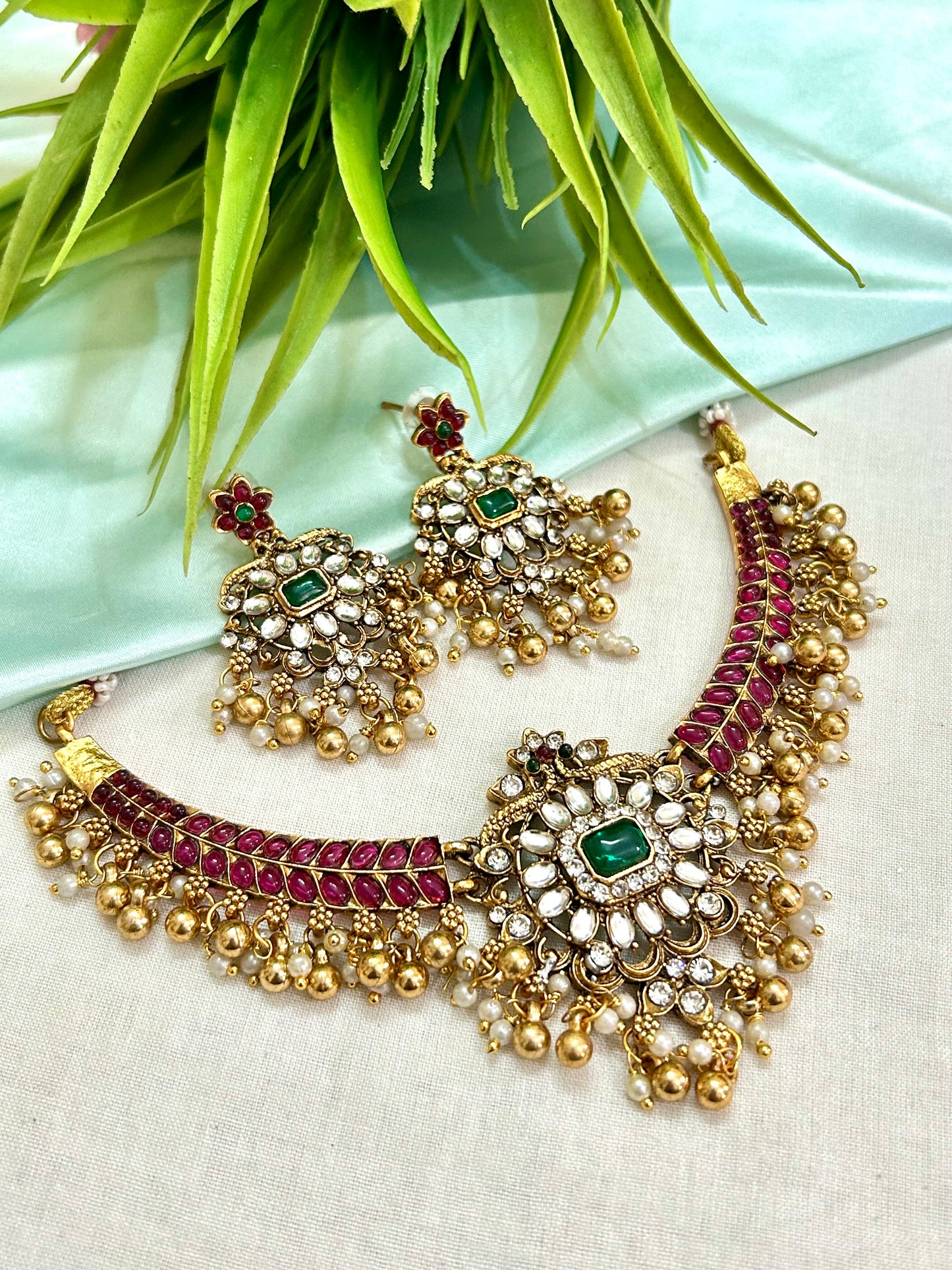 Gold plated Short Necklace ( LHA 436 R )
