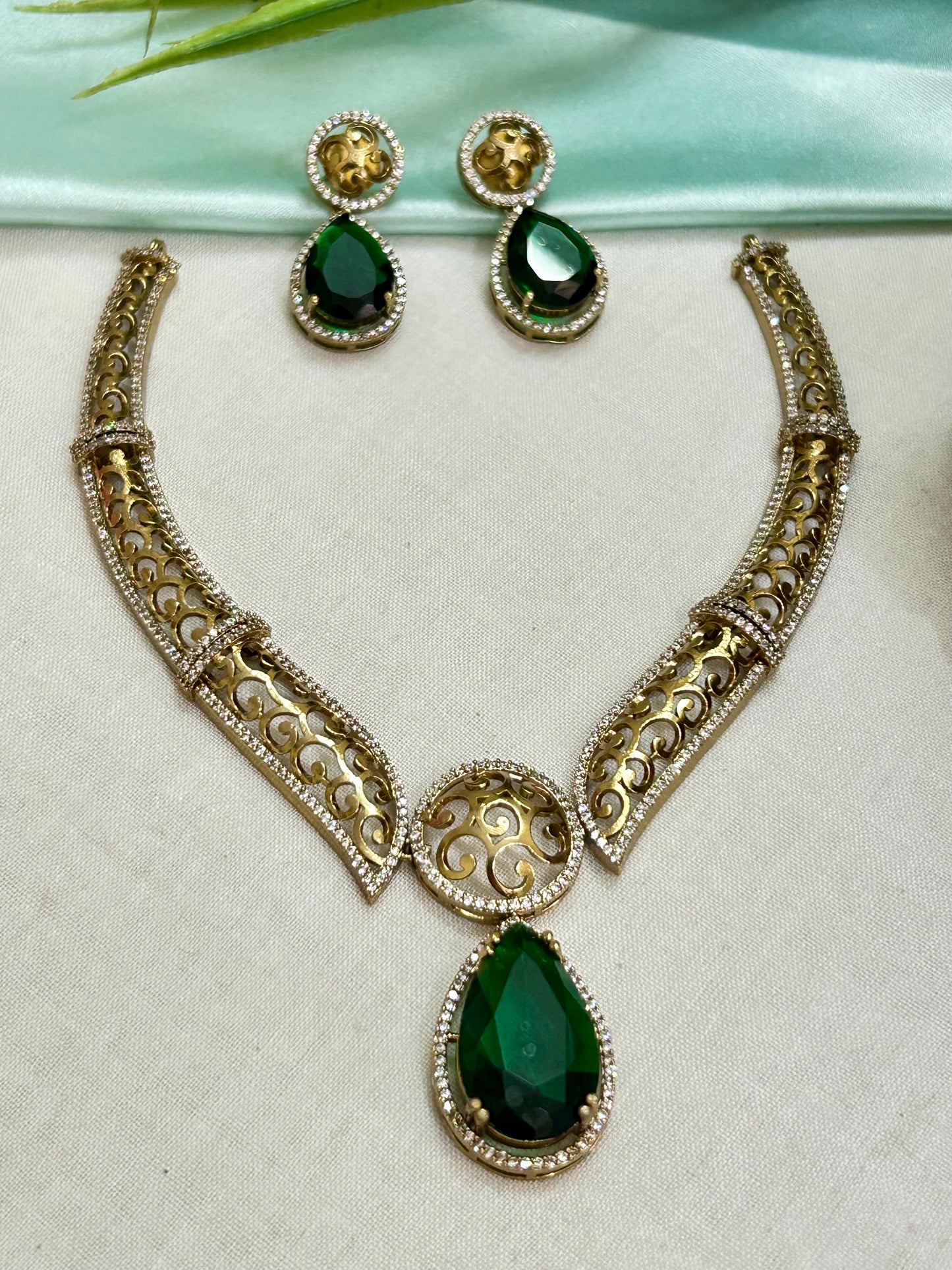 Gold Plated AD Short Jewelry set ( LHA AD 6)