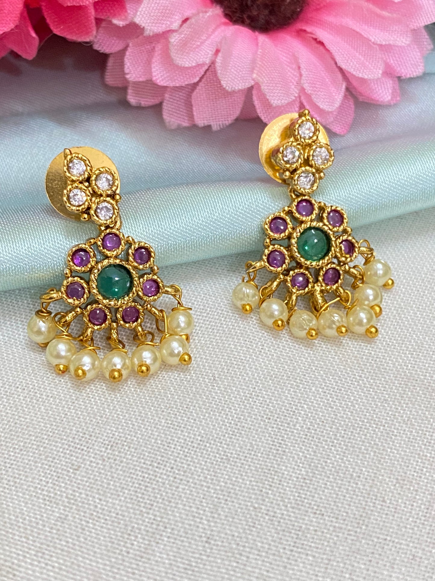 Goldplated short Kundan necklace/attigai set