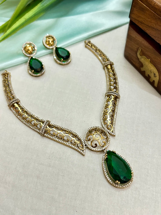 Gold Plated AD Short Jewelry set ( LHA AD 6)