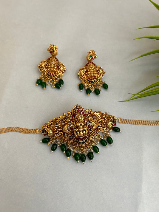 Luxehara’s Chocker with green monalisa beads ( LHA JP23 )