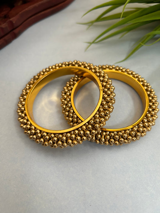 Luxehara’s Gold plated Gold beaded Bangle set (LHA 23)