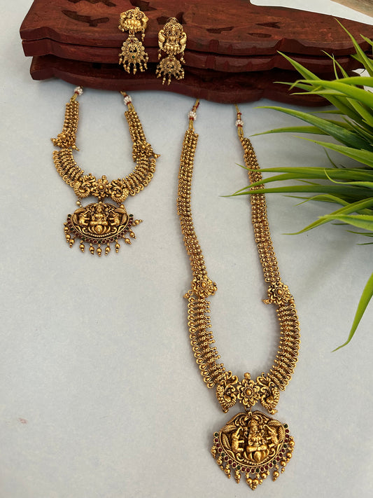 Luxehara Gold Plated Necklace Combo Set With Earrings ( LHA 565 )