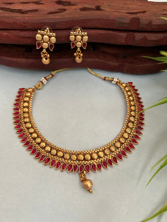 Luxehara Gold Plated Necklace set ( LHA 914R )