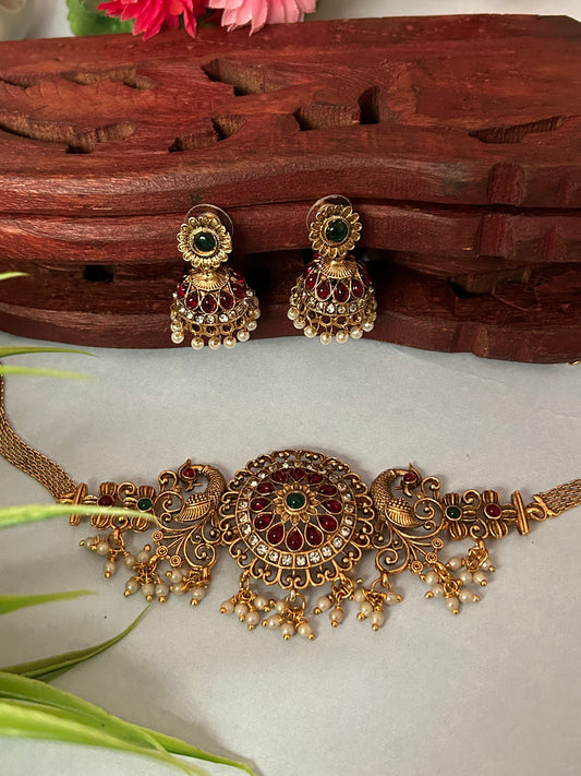 Luxehara’s Gold Plated Choker set with matching earrings ( LHA 119 )