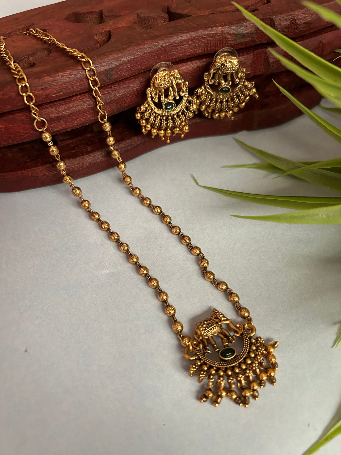 Luxehara’s Gold Plated Long Chain with Earrings ( LHA 116 )