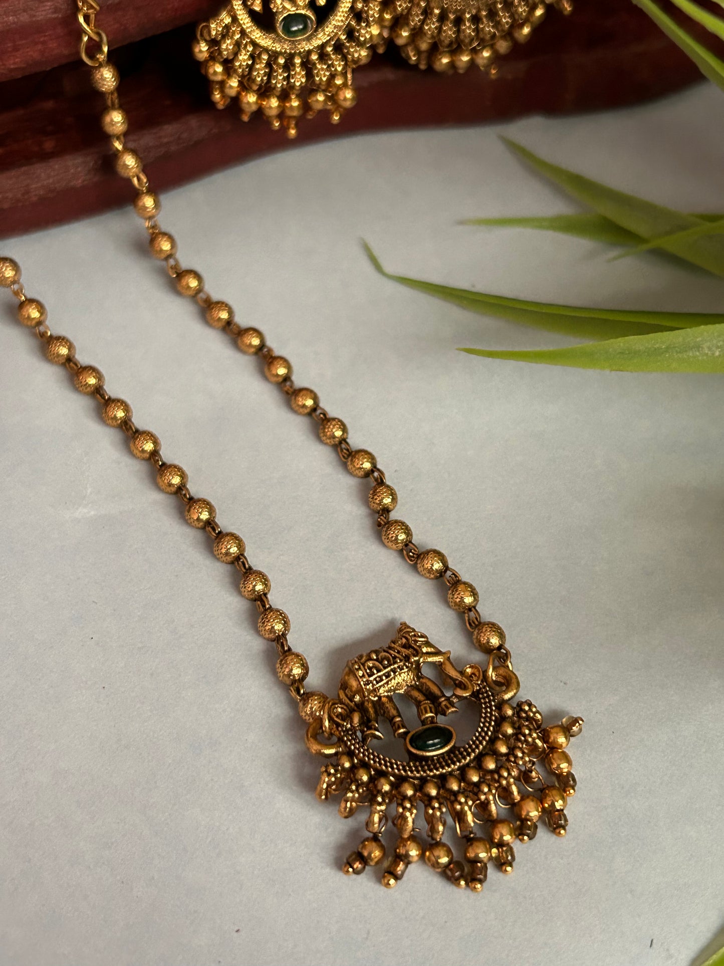 Luxehara’s Gold Plated Long Chain with Earrings ( LHA 116 )