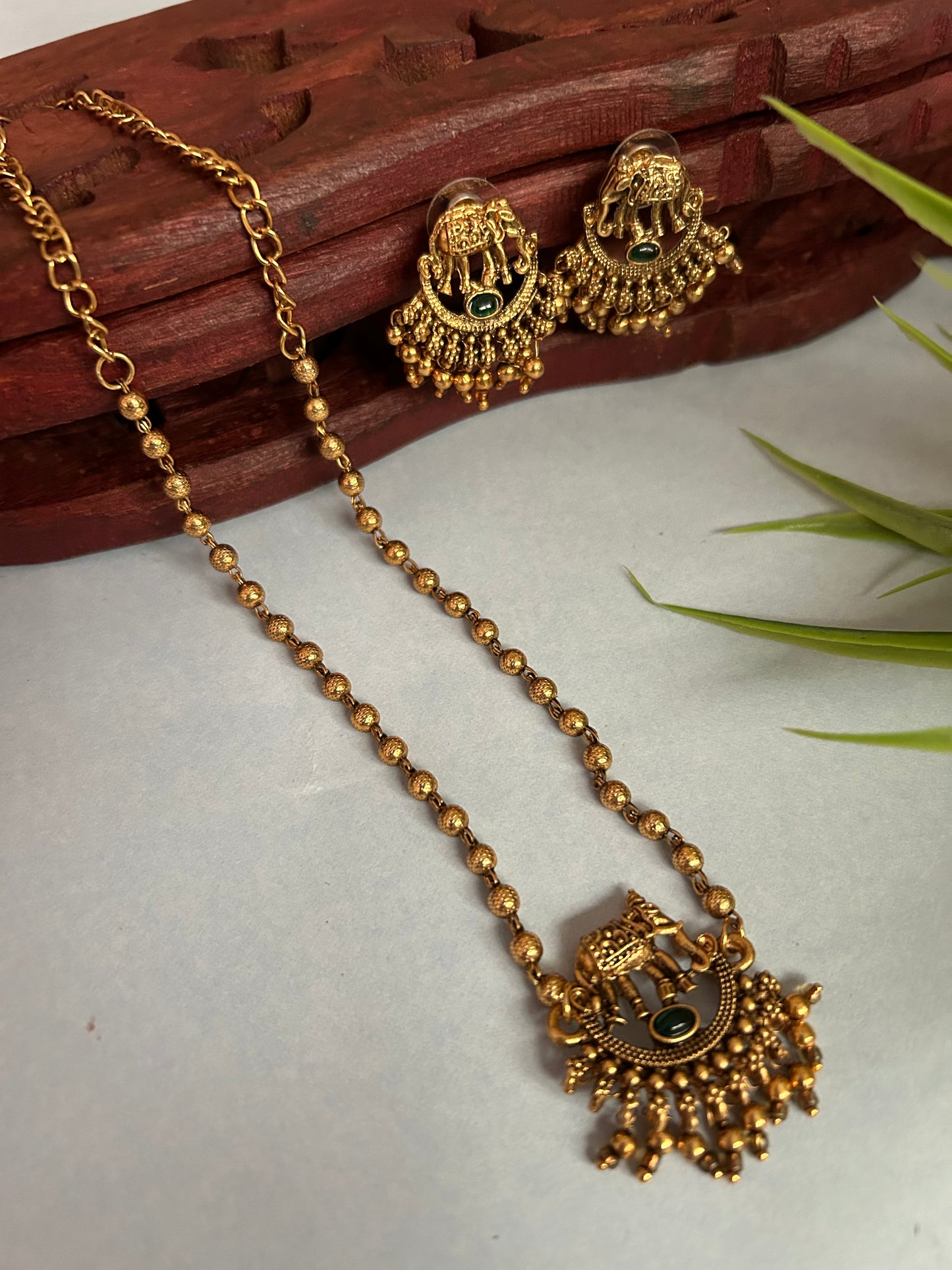 Luxehara’s Gold Plated Long Chain with Earrings ( LHA 116 )