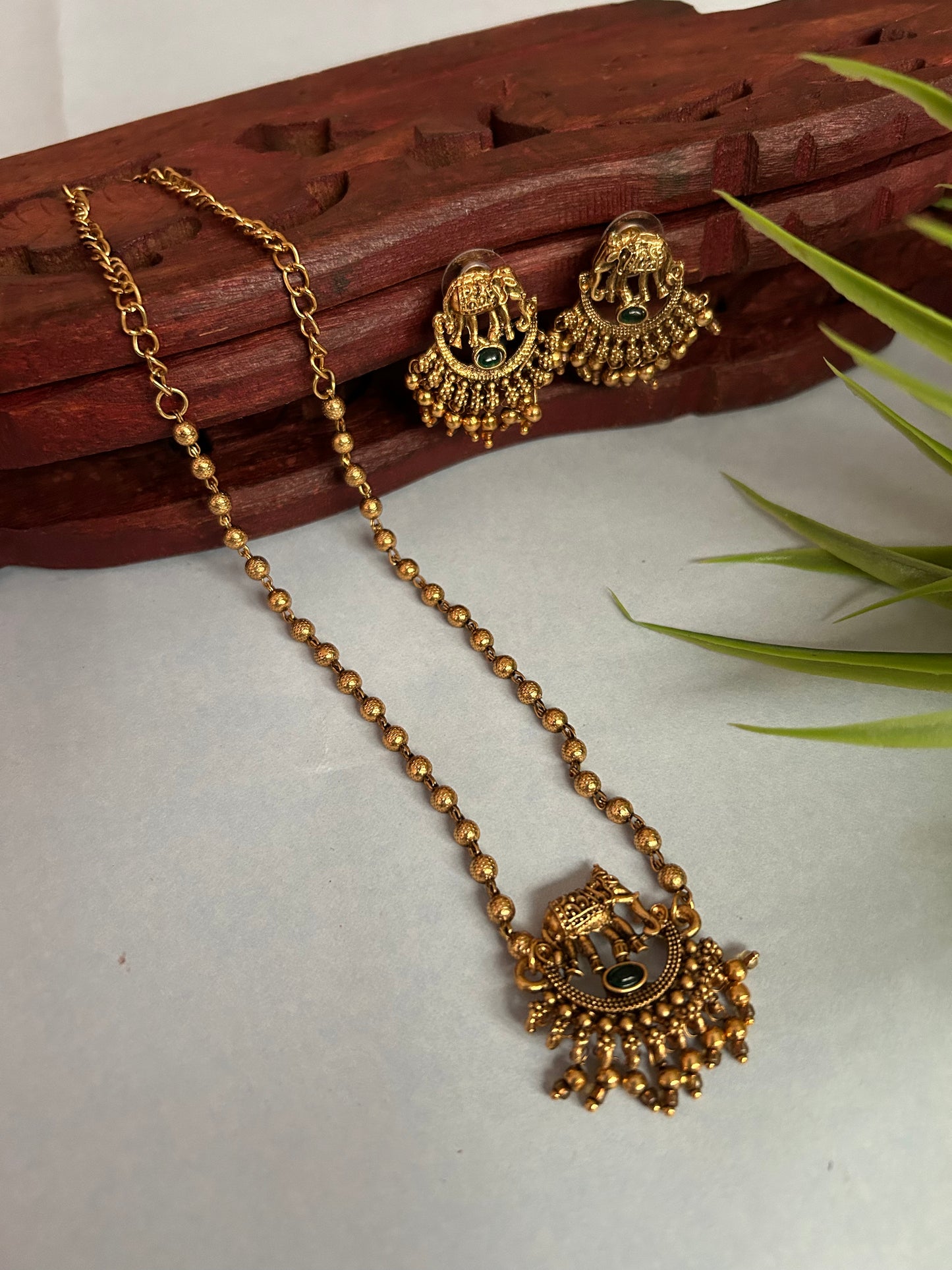 Luxehara’s Gold Plated Long Chain with Earrings ( LHA 116 )