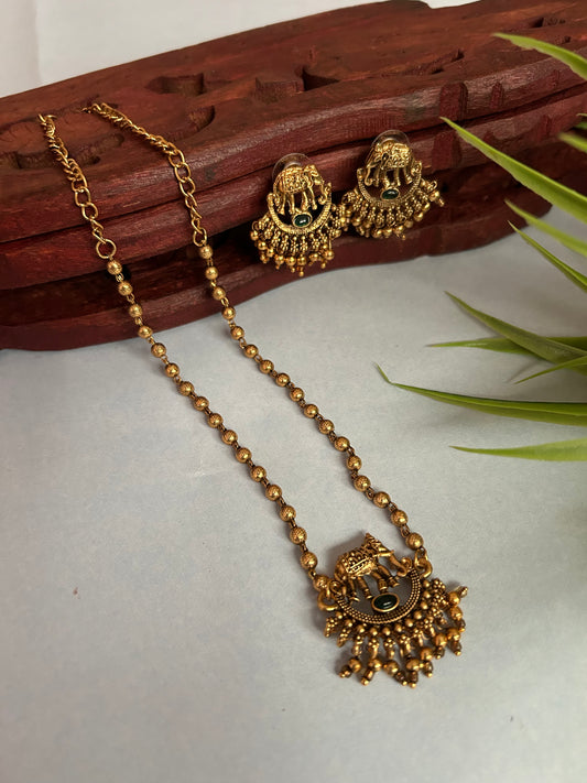 Luxehara’s Gold Plated Long Chain with Earrings ( LHA 116 )