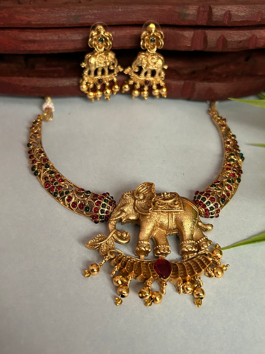 Luxehara’s Gold Plated Necklace set with Earrings ( LHA 328 )