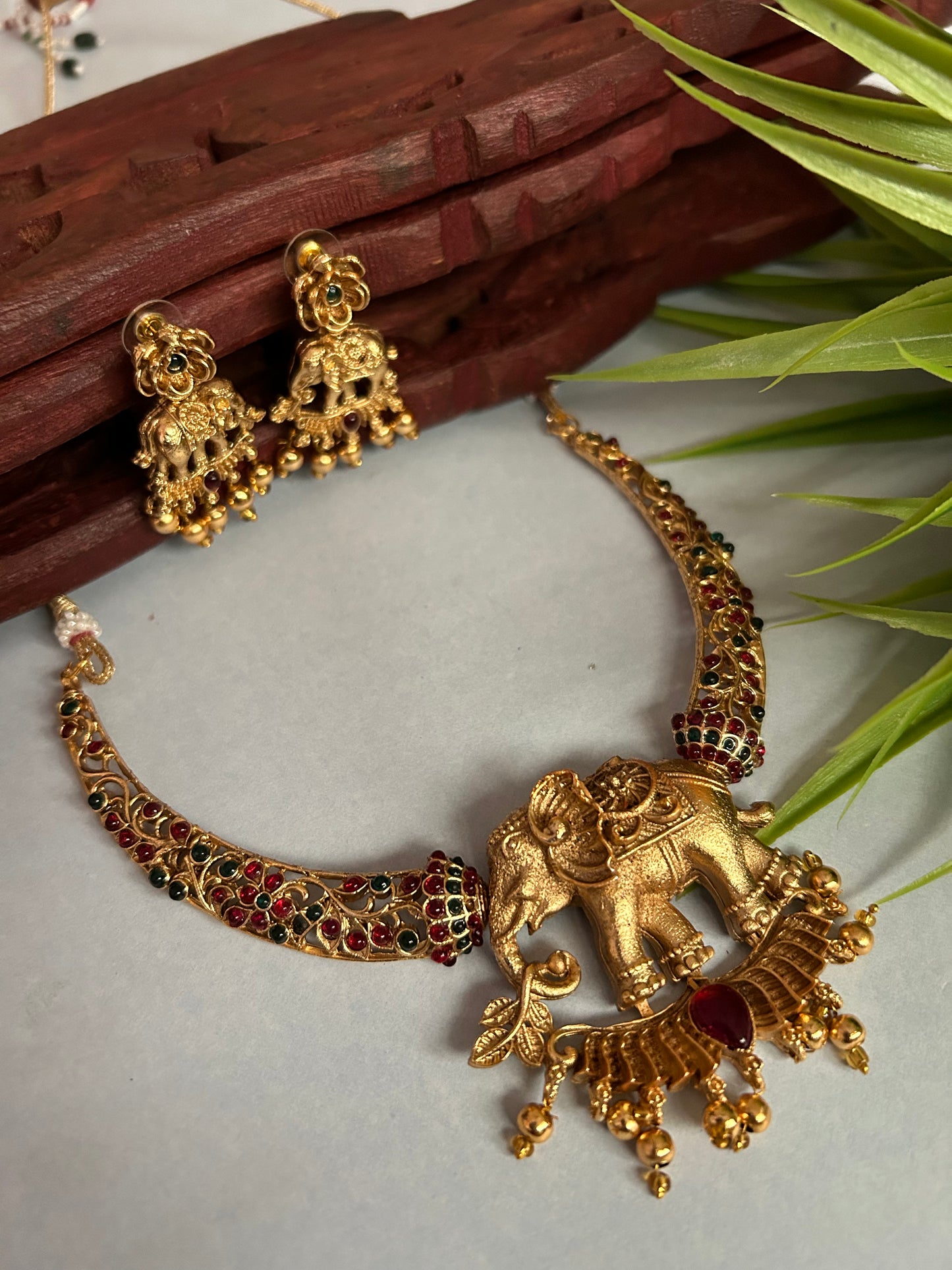 Luxehara’s Gold Plated Necklace set with Earrings ( LHA 328 )