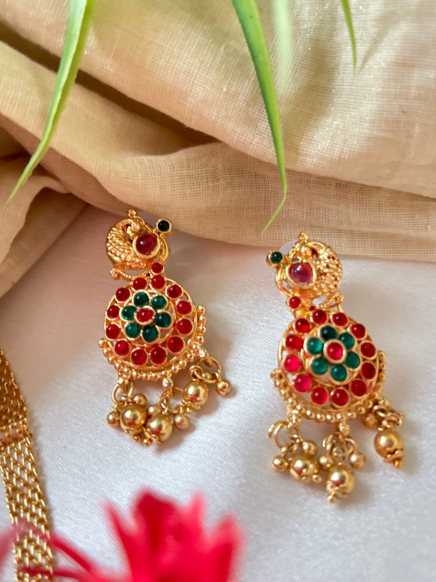 Gold Plated Choker set with Red & Green Stones ( LHA 407CH )