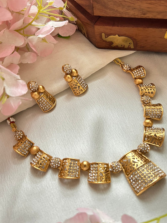 Gold Plated diamond replica Necklace set