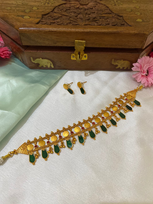 Goldplated palakka choker/necklace set