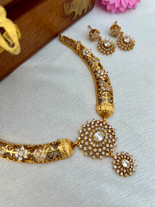 Gold plated Diamond Kanti Necklace set