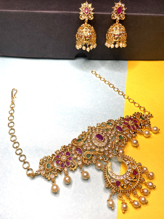 Luxehara's Gold plated Chocker Set With Matching earrings